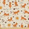 Ambesonne Cat Fabric by The Yard, Do Yoga Be Happy Theme Warm Cats in Positions Smiling Suns Paws Prints Hearts, Decorative Fabric for Upholstery and Home Accents, 2 Yards, Orange Brown